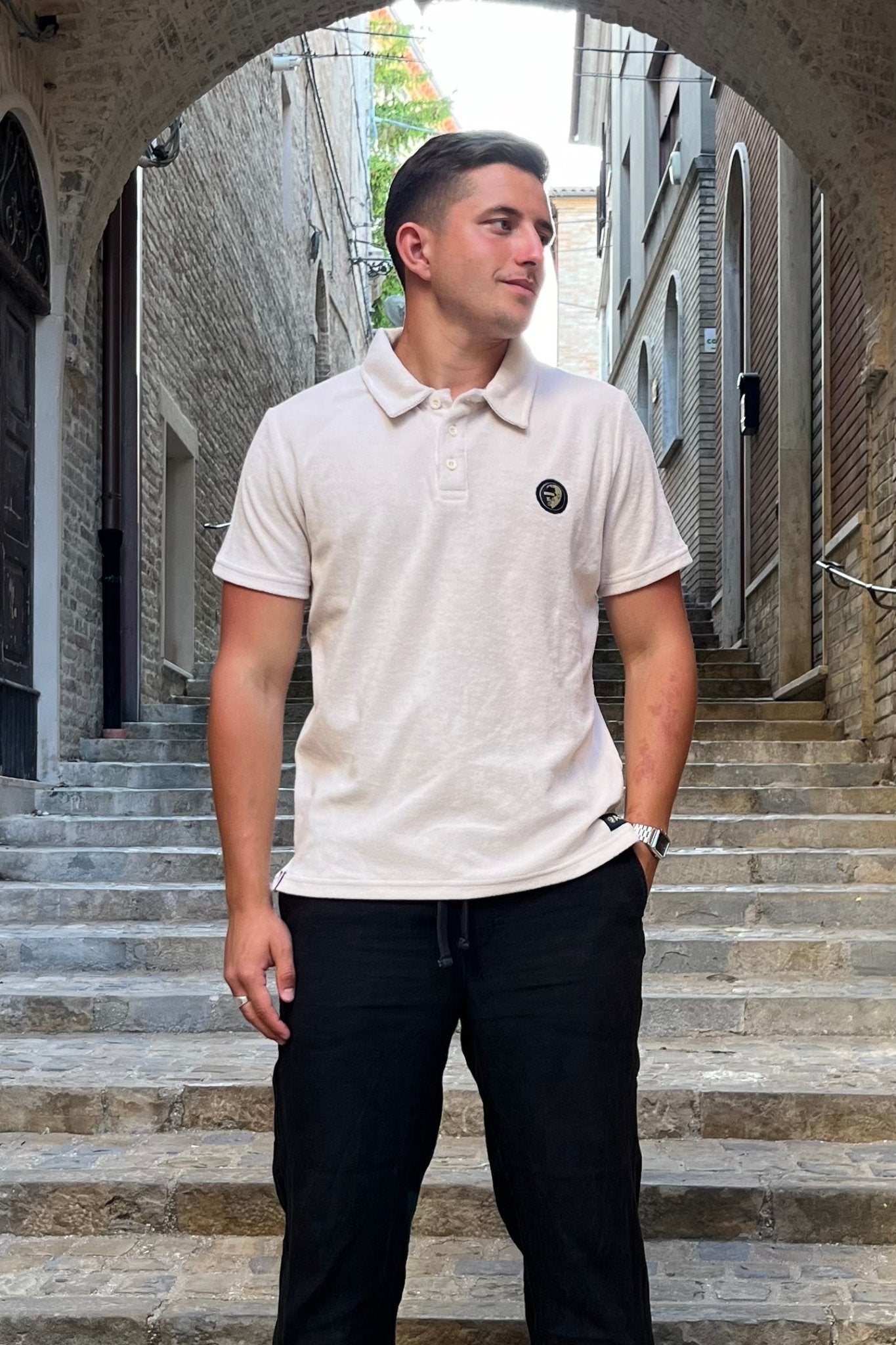 WHITE TERRY POLOSHIRT - Who's ACE